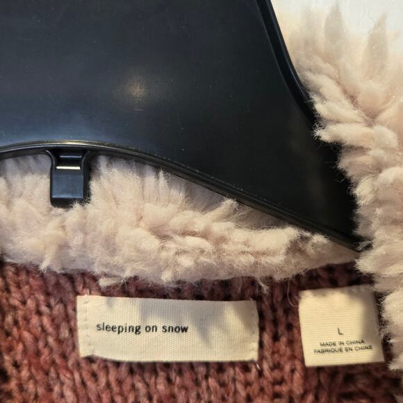 Sleeping on Snow Anthropologie Bondurant Sherpa cardigan wrap sz L - Picture 4 of 8